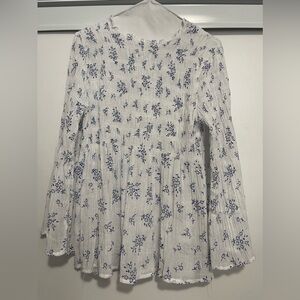 ADIVA White Floral Smocked L/S Boho Blouse